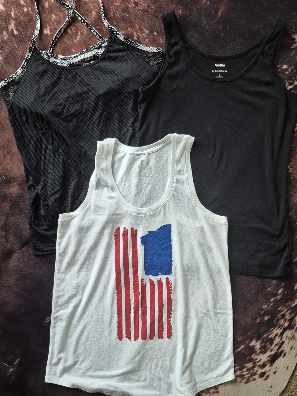 Sonoma Women's Tank Set — White Graphic, Black & Black Snake-Trim